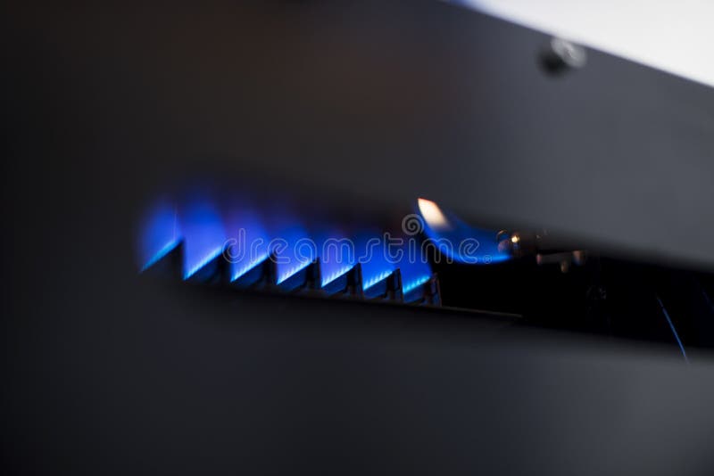 Natural Gas Burning with Blue Flames. Stock Photo Image of industrial
