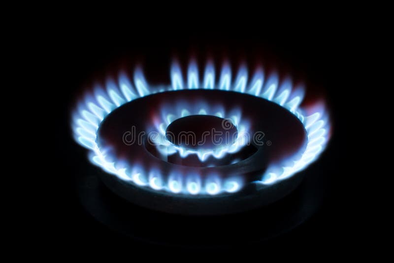 Natural Gas Burning on the Stove. Blue Flame Stock Image Image of