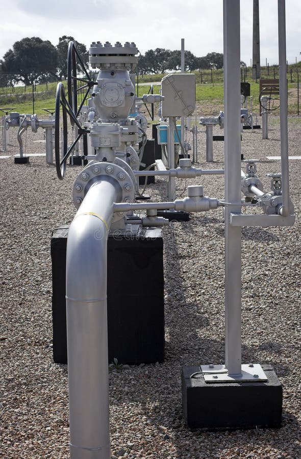 Natural Gas Distribution Valve Installed Outside House Stock Image