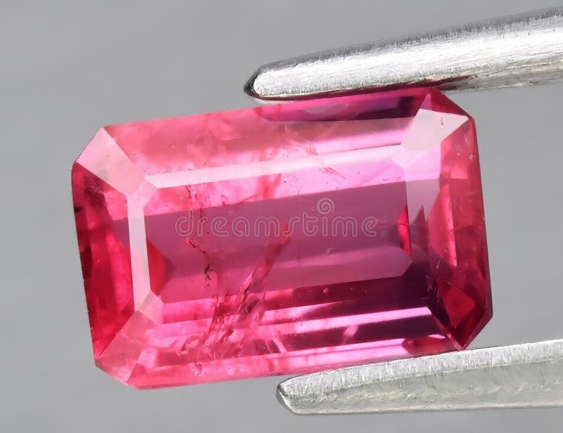 Natural gemstone pink sapphire isolated on white background stock photo