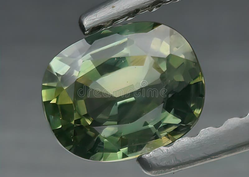 Natural gemstone sapphire. Natural sapphire in tongs stock photography