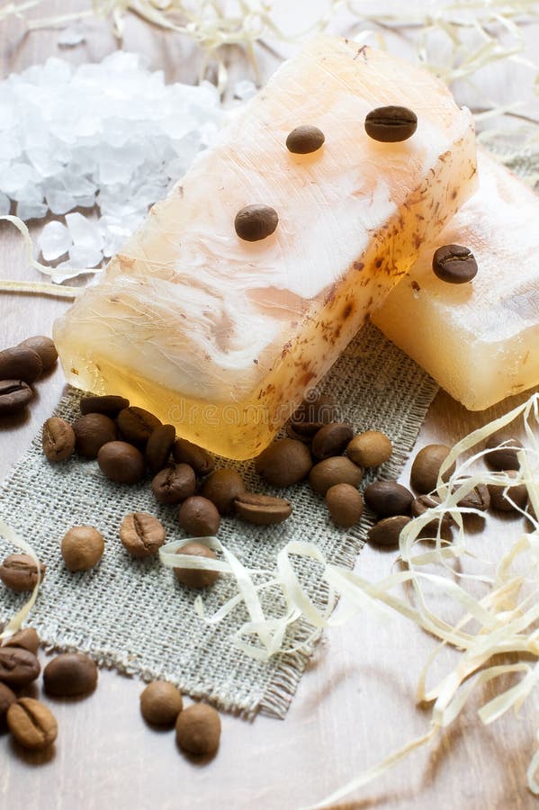 Natural hand-made soap, bath salt and coffee beans