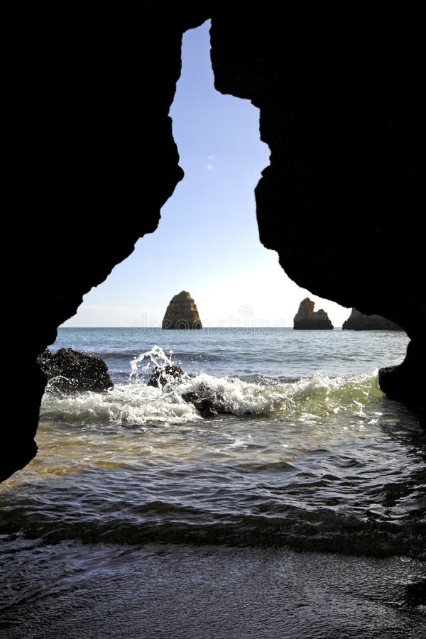 Natural hole in rock in Portugal