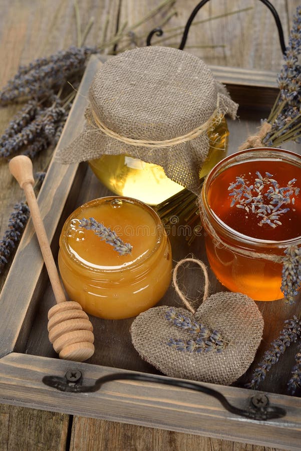 Natural honey with lavender royalty free stock image