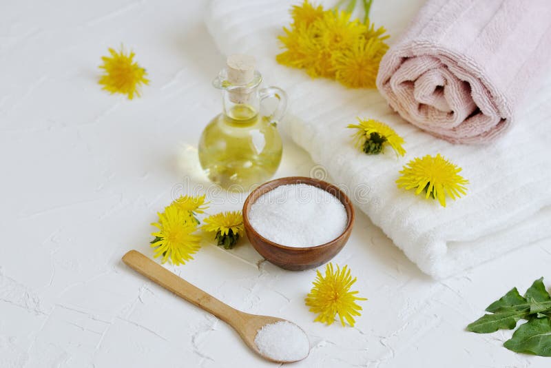 Natural Ingredients for Homemade Body Salt Scrub with Dandelion Flowers, Lemon, Honey and Olive Oil Stock Photo - Image of butter, hair: 116127742 Natural Ingredients for Homemade Body Salt Scrub with Dandelion Flowers, Lemon, Honey and Olive Oil Stock Photo - Image of butter, hair: 116127742