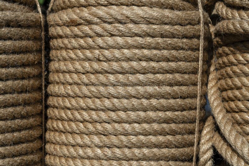 Natural jute rope, vegetable fiber woven into a thick thread close