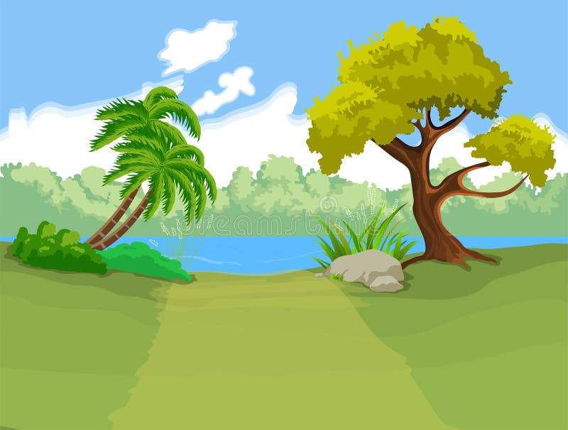 The Natural Landscape Cartoon Background Stock Vector - Illustration of  cloud, shrub: 45815386