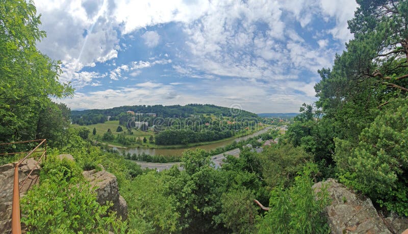 Natural landscape in the foothills of the High Tatras in the north of Slovakia in early summer with wide valleys and green meadows