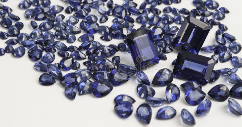 Natural Loose Blue Sapphire Gemstone on the white background.