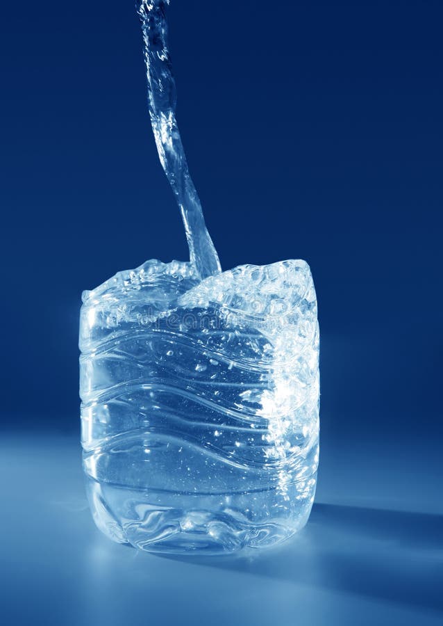 Natural Mineral Blue Water Falling Down Stock Image Image of health