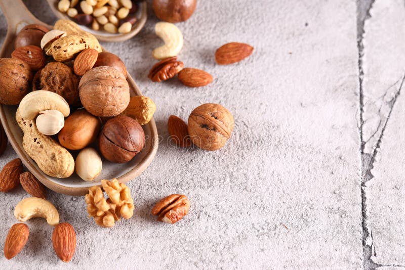 Natural mix nuts stock image. Image of diet, background 253338939