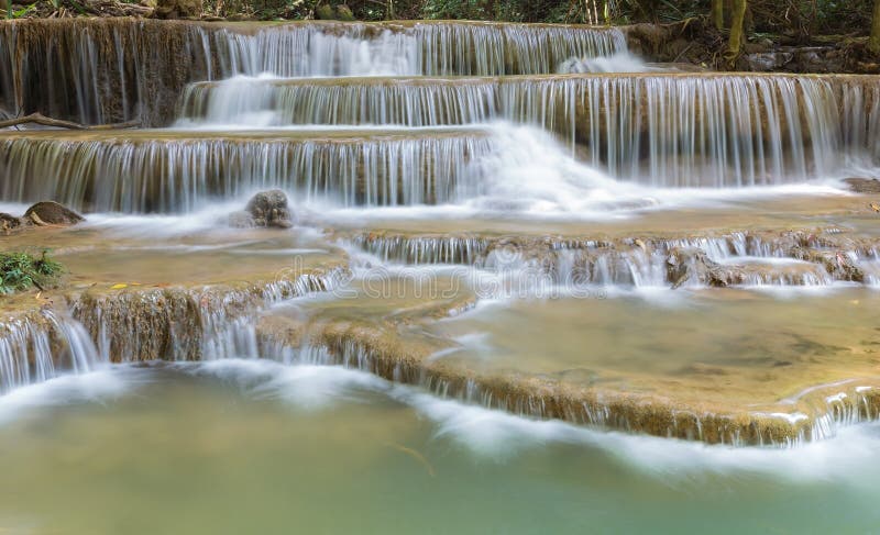 Natural multiple layers waterfall stock image