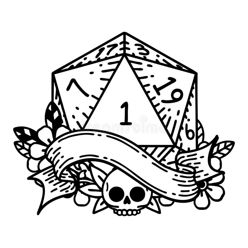 natural one d20 dice roll illustration