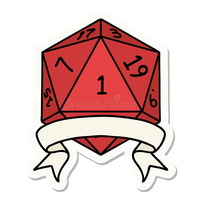 natural one d20 dice roll sticker