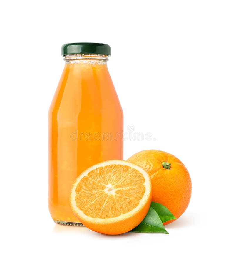 100 percent Natural orange juice with sacs stock photo