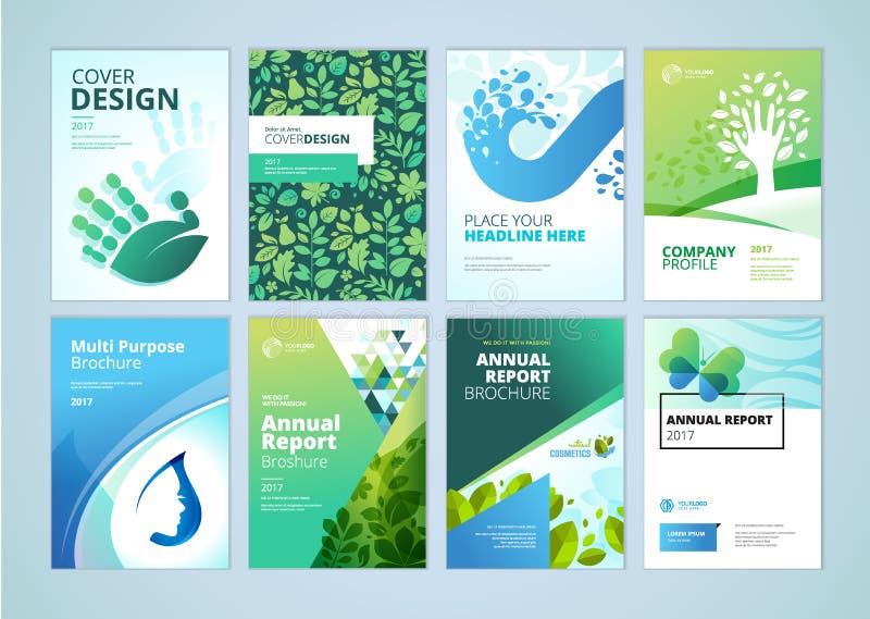 Natural and organic products brochure cover design and flyer layout templates collection vector illustration Natural and organic products brochure cover design and flyer layout templates collection vector illustration
