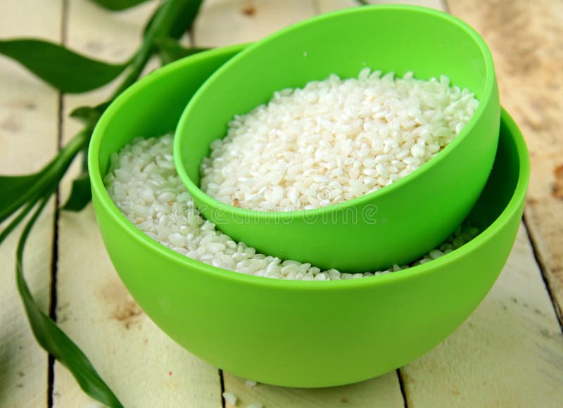 Natural Organic White Rice in Bowl Stock Image Image of cereal
