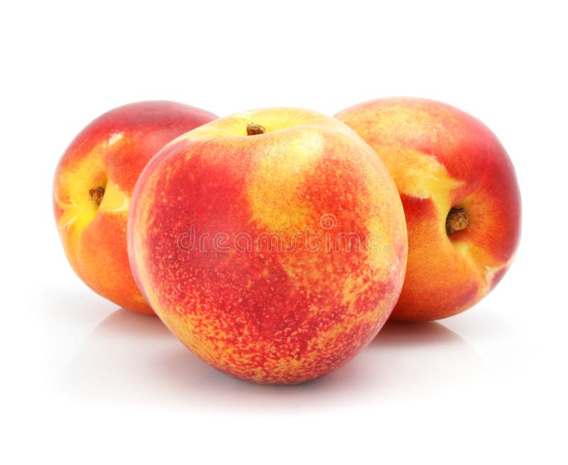 Natural peach fruits isolated on white