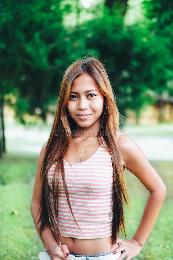 Natural Portrait Beautiful Asian Girl Smiling Native