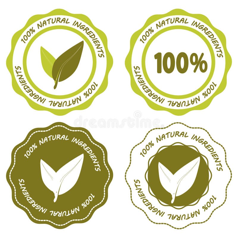 Natural product. Vegan. Organic food, farm fresh and natural product stickers and stamp collection for food market, organic