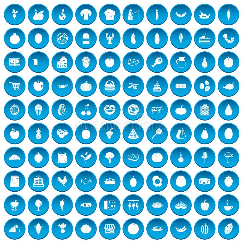 100 natural products icons set blue royalty free illustration 100 natural products icons set blue royalty free illustration