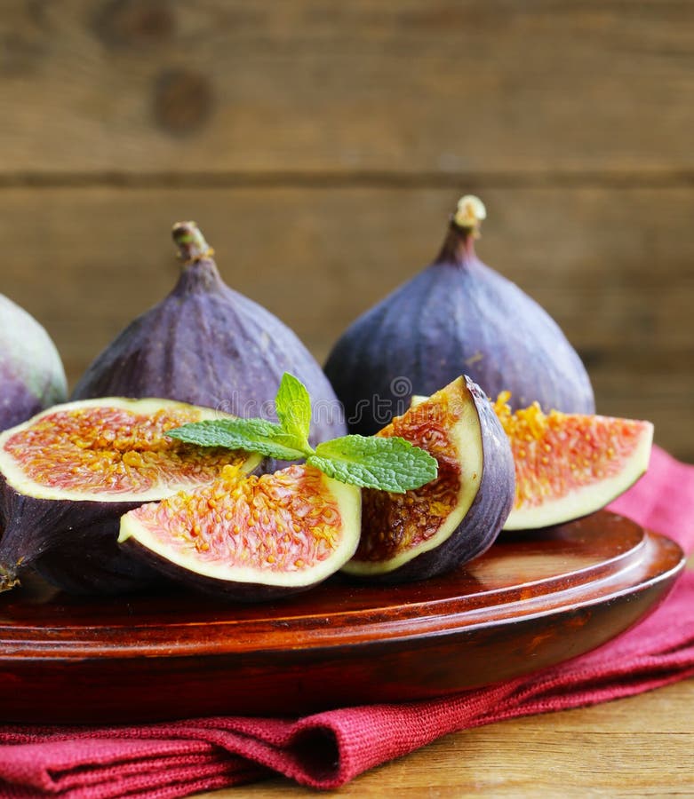 Natural ripe figs. Macro, seed.