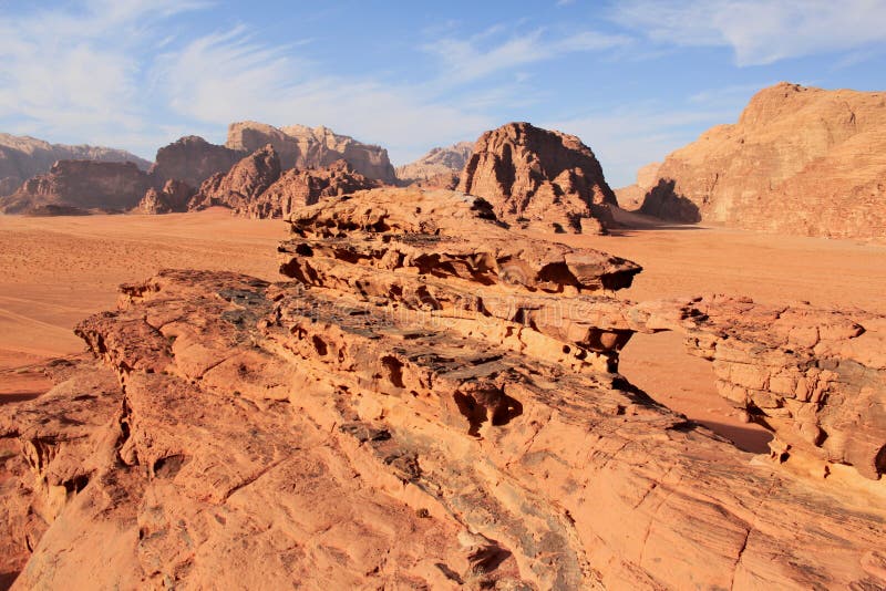 Natural rock bridge formation on Wadi Rum desert. stock photography Natural rock bridge formation on Wadi Rum desert. stock photography