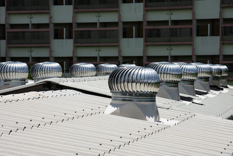 Natural Roof Ventilator with Sprinkler on Roof. Roof Ventilation System