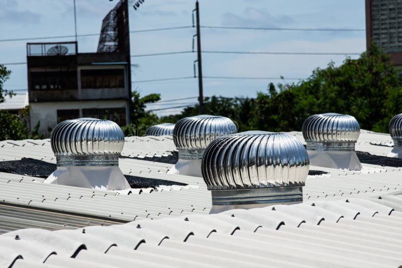 Natural Roof Ventilator with Sprinkler on Roof. Roof Ventilation System