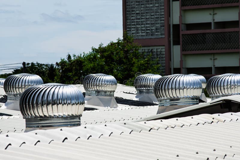 Natural Roof Ventilator with Sprinkler on Roof. Roof Ventilation System