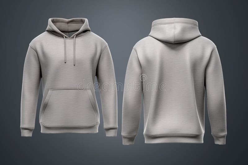 Natural-shaped Grey Blank Hoodie Template from Two Sides on Invisible ...