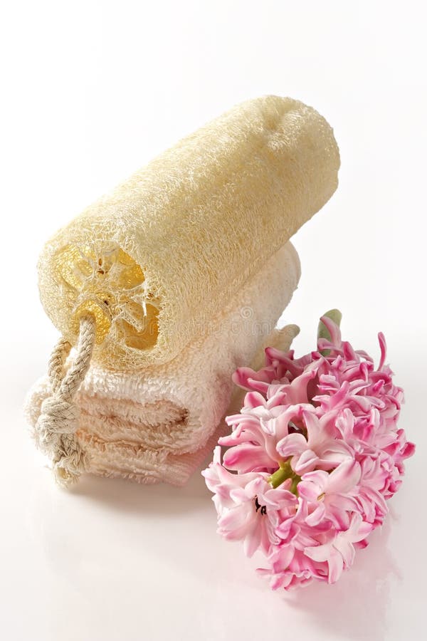 Natural sponge and terry towel