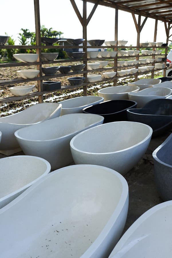Natural Stone Baths Made at the Factory Stock Image Image of