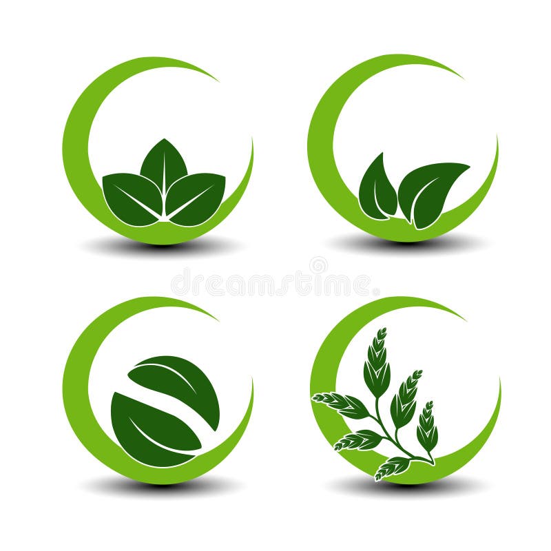 Natural symbols with leaf - circular nature icon stock illustration