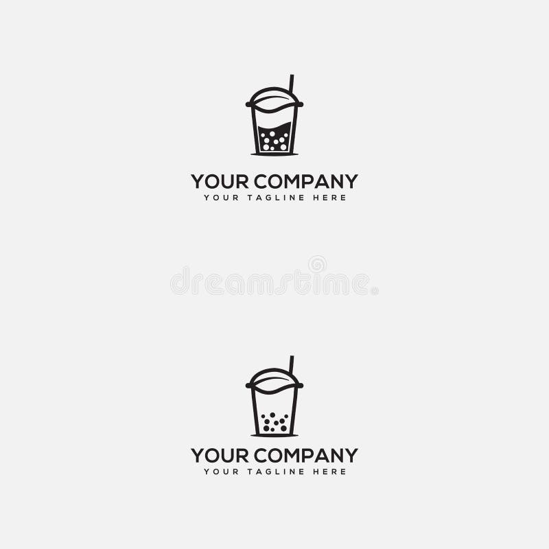 Natural Tea Glass Cup Logo, Drinking Tea and Cup Logo Stock Vector