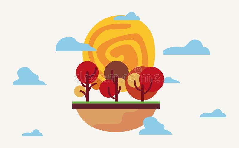 Natural trees sky nature landscape vector illustration