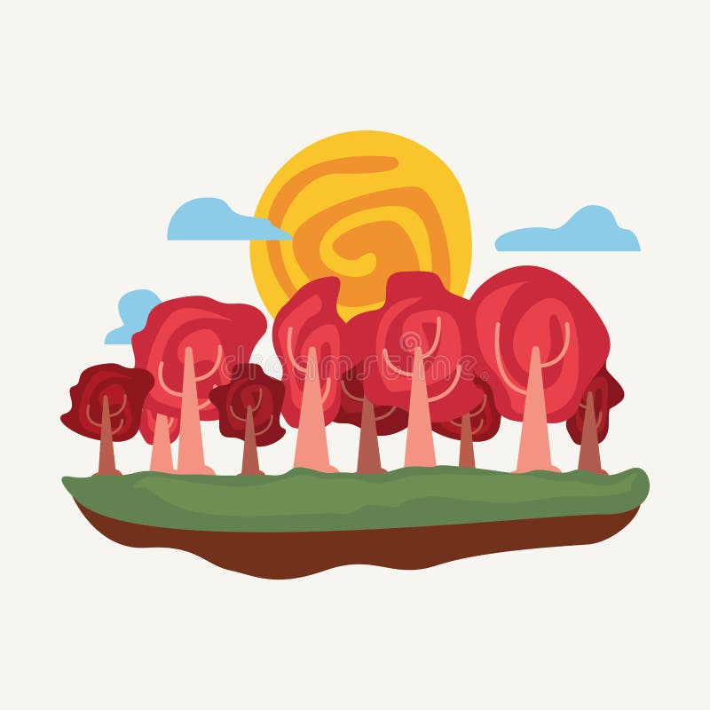 Natural trees sky nature landscape vector illustration