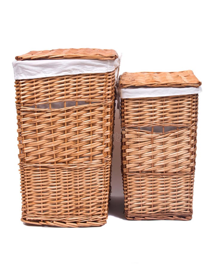 Natural Wicker Laundry Basket Stock Photo Image of texture, clothing
