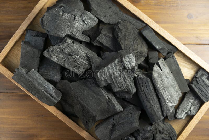 Natural Wood Charcoal on Background, Black Charcoal Texture Background