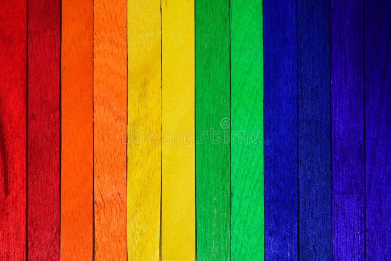 Natural Wooden Rainbow Colored. Painted Wooden Multicolored Stock Photo