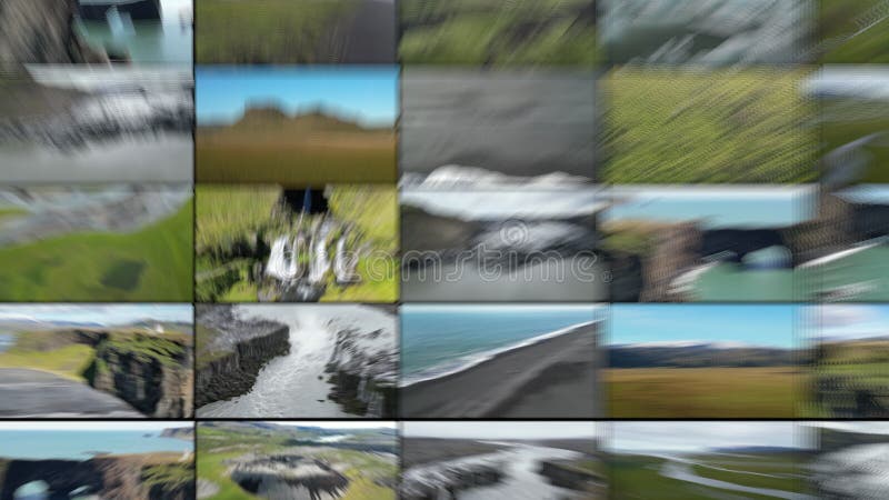 Naturaleza aérea del collage de video de islandia. almacen de video