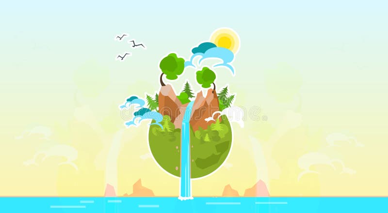 Naturaleza limpia de la montaña del árbol del globo de la tierra stock de ilustración Naturaleza limpia de la montaña del árbol del globo de la tierra stock de ilustración