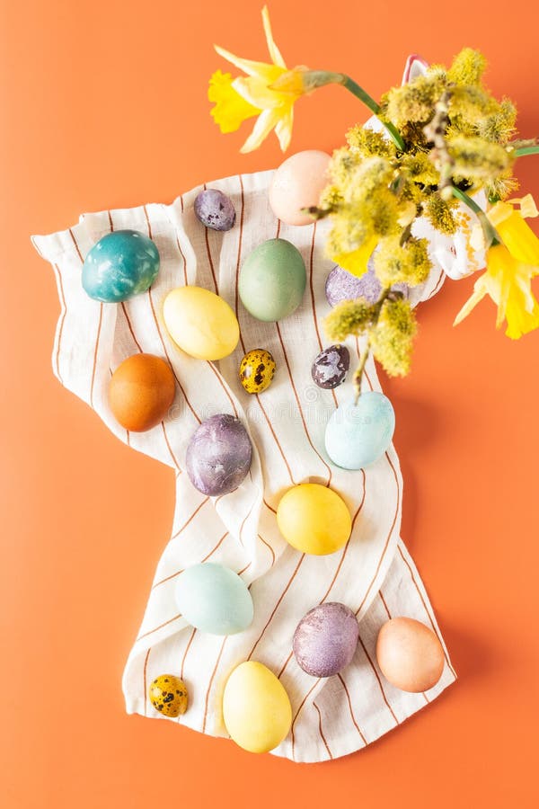 Naturally Dyed Easter Eggs on a Napkin Stock Image Image of peel