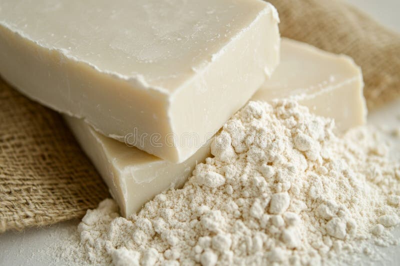 A naturally made and handmade bar of soap, photographed on a white background royalty free stock photography