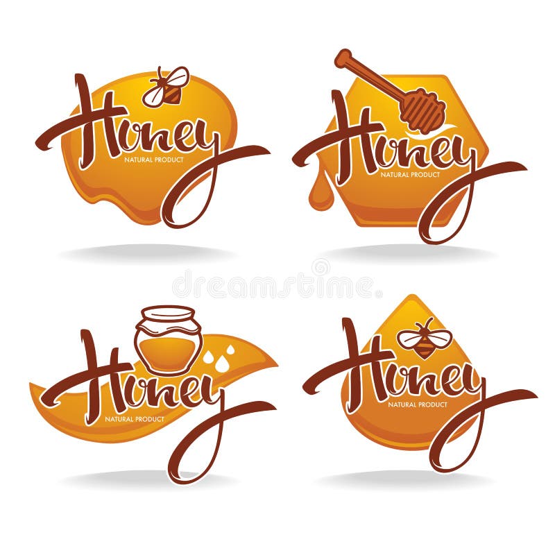 Naturalny miód, majcher, symbol, logo, etykietka, emblemat kolekcja, ilustracja wektor Naturalny miód, majcher, symbol, logo, etykietka, emblemat kolekcja, ilustracja wektor