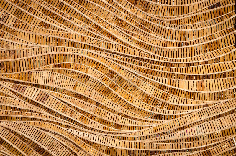 nature background of brown handicraft weave texture bamboo surface