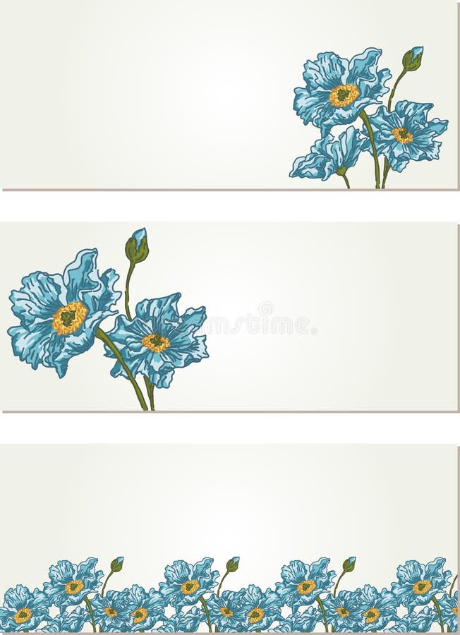 Nature Banners with Blue Flower Stock Vector Illustration of sign