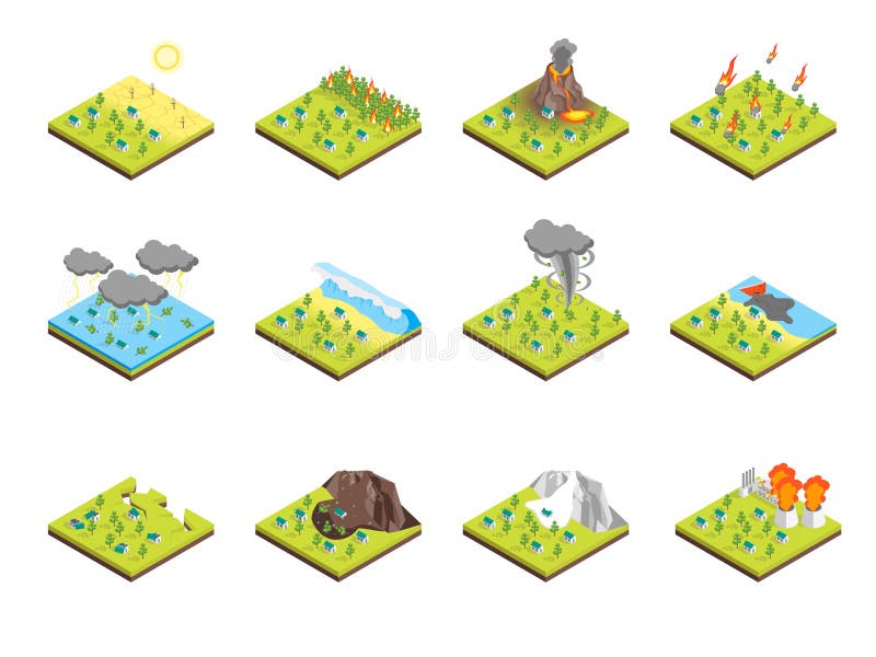 Nature Disaster Concept Set 3d Isometric View. Vector royalty free illustration Nature Disaster Concept Set 3d Isometric View. Vector royalty free illustration
