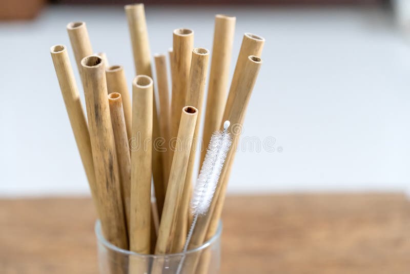 Nature Drinking Straws from Bamboo Wood for Reusable and Reduce the Use