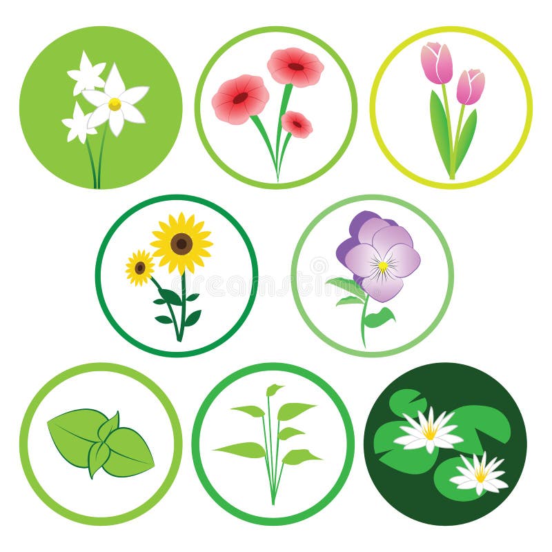 Nature flower icon set